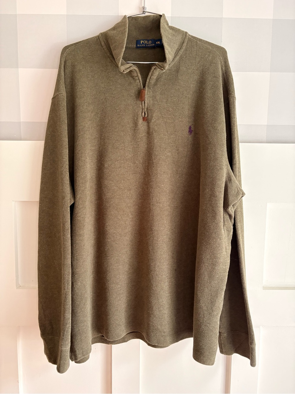 Polo by Ralph Lauren Olive Half-Zip V-Neck Pullover XXL - Picture 7 of 7
